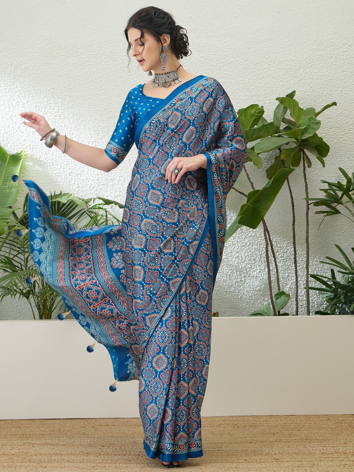 Vritara Graceful Semi Modal Saree for Ethnic Celebrations ClothsVilla