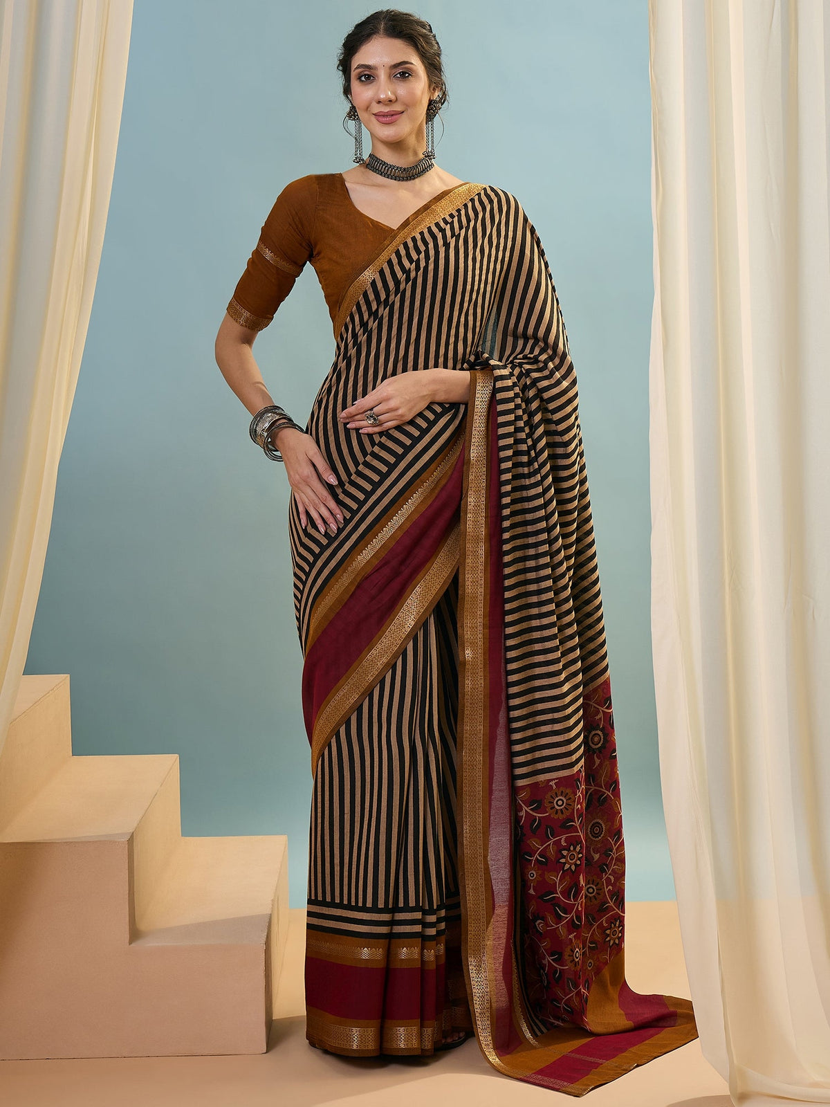 Vyanika Comfortable PV Cotton Saree for Daily & Festive Wear ClothsVilla