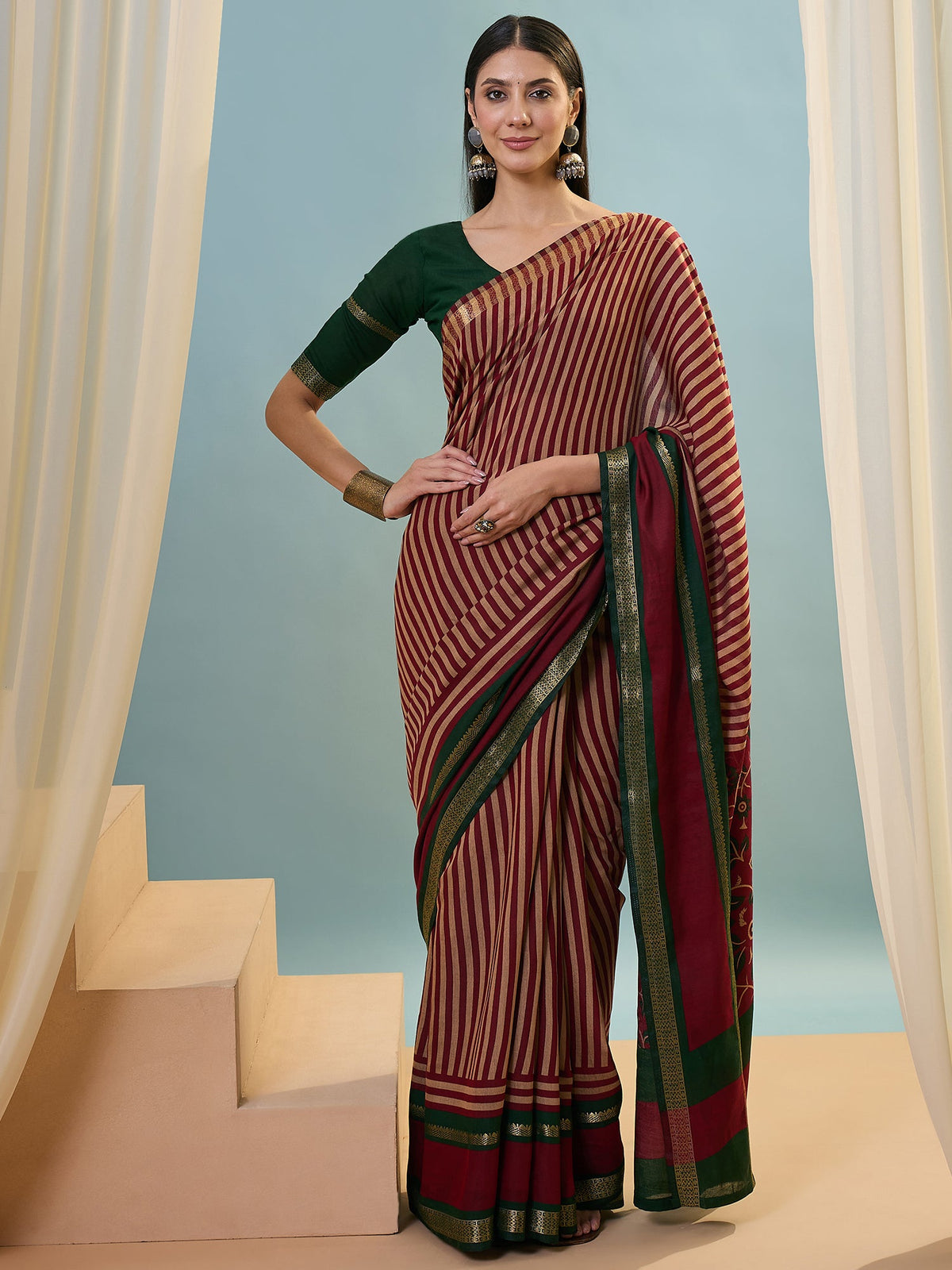 Vyanika Comfortable PV Cotton Saree for Daily & Festive Wear ClothsVilla