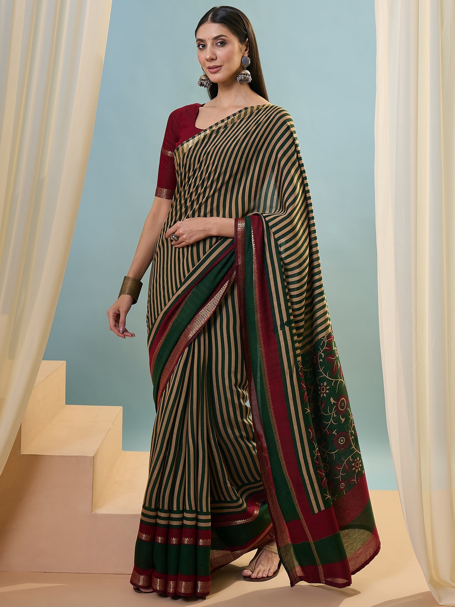 Vyanika Comfortable PV Cotton Saree for Daily & Festive Wear ClothsVilla