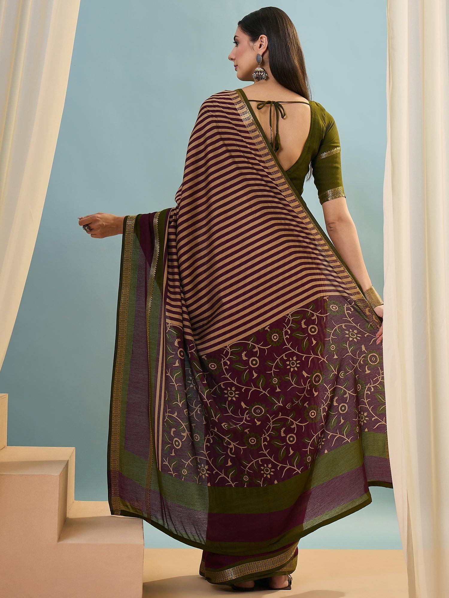 Vyanika Comfortable PV Cotton Saree for Daily & Festive Wear ClothsVilla