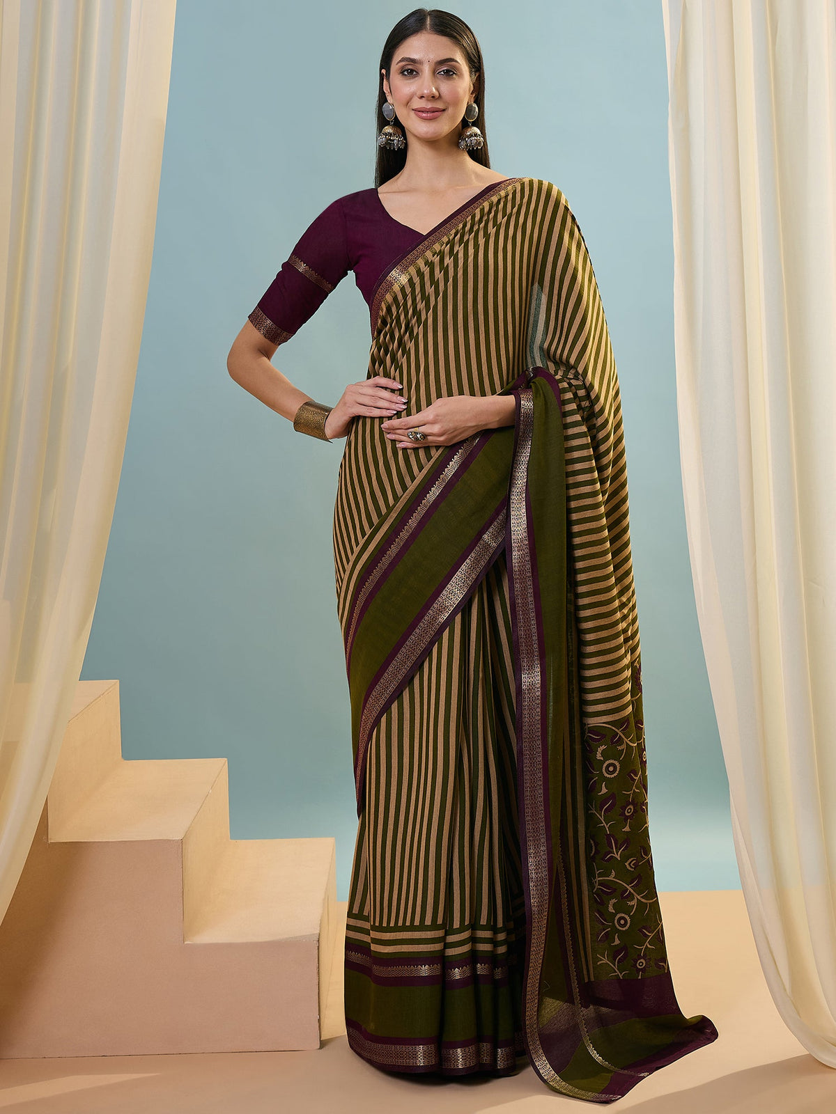 Vyanika Comfortable PV Cotton Saree for Daily & Festive Wear ClothsVilla