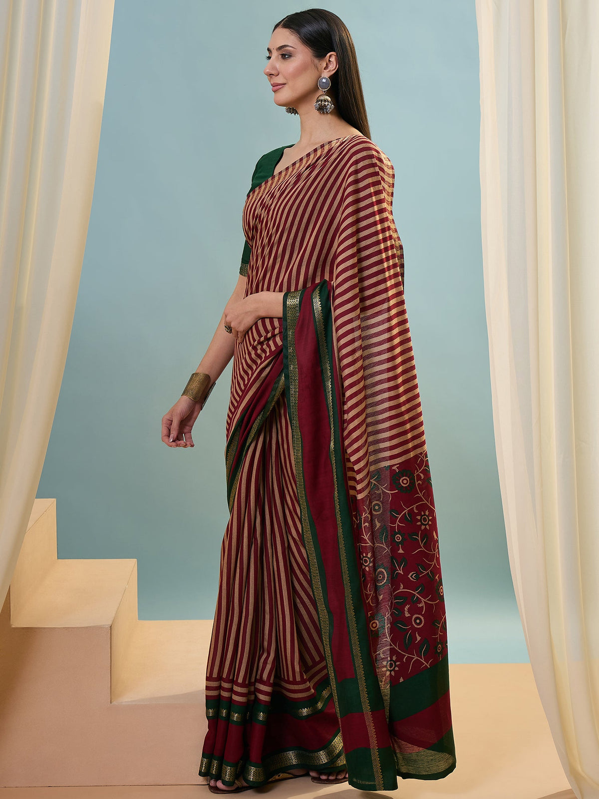 Vyanika Comfortable PV Cotton Saree for Daily & Festive Wear ClothsVilla