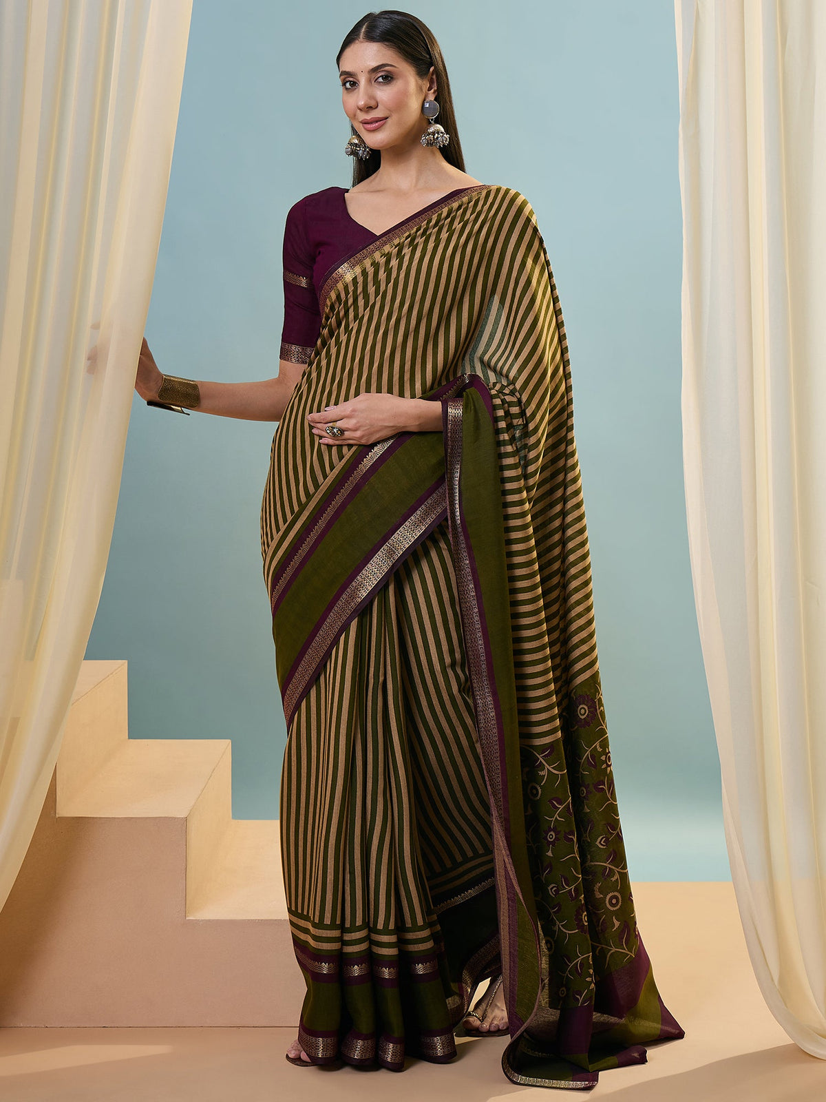 Vyanika Comfortable PV Cotton Saree for Daily & Festive Wear ClothsVilla
