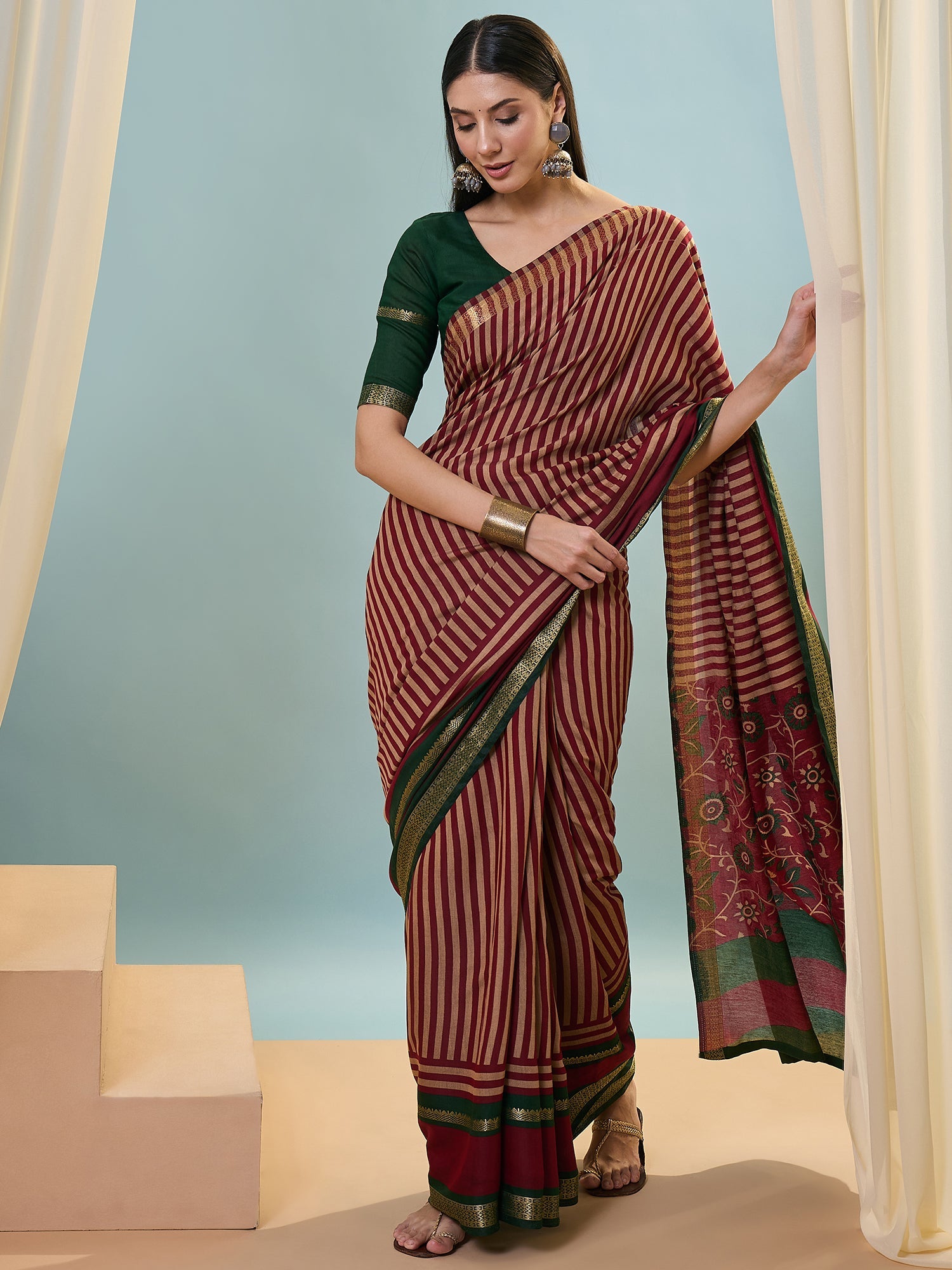 Vyanika Comfortable PV Cotton Saree for Daily & Festive Wear ClothsVilla