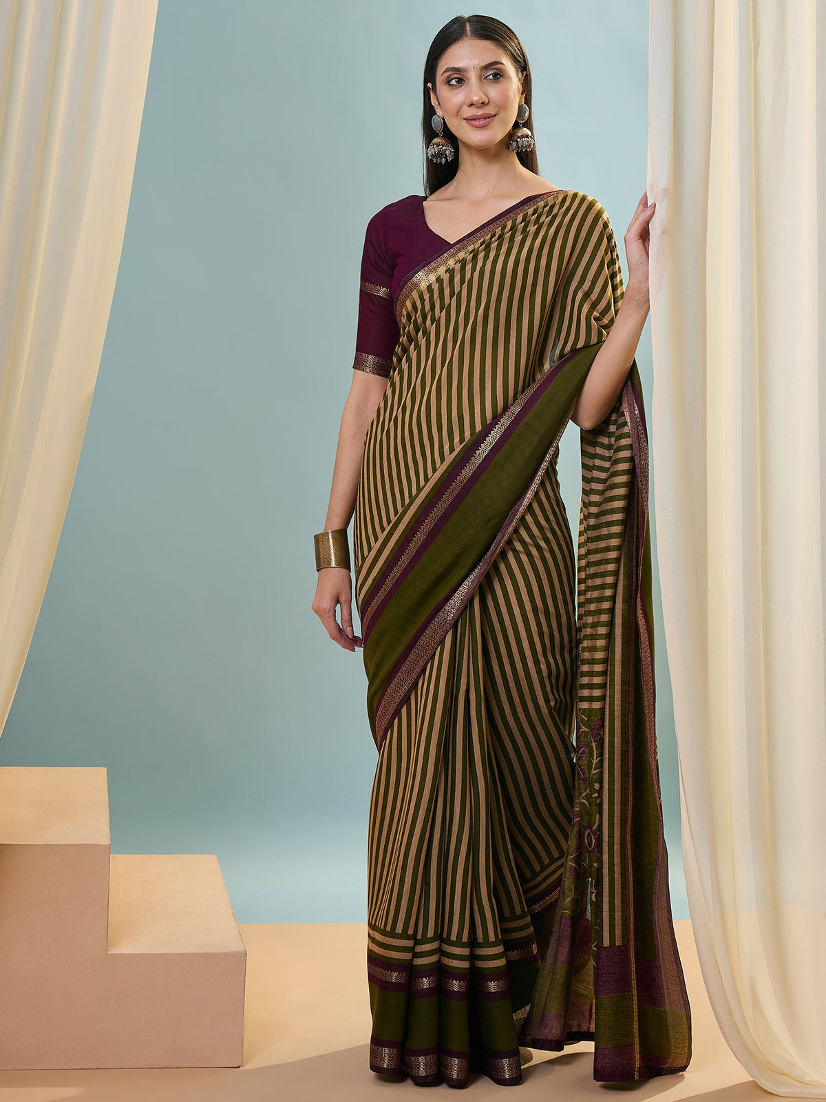 Vyanika Comfortable PV Cotton Saree for Daily & Festive Wear ClothsVilla