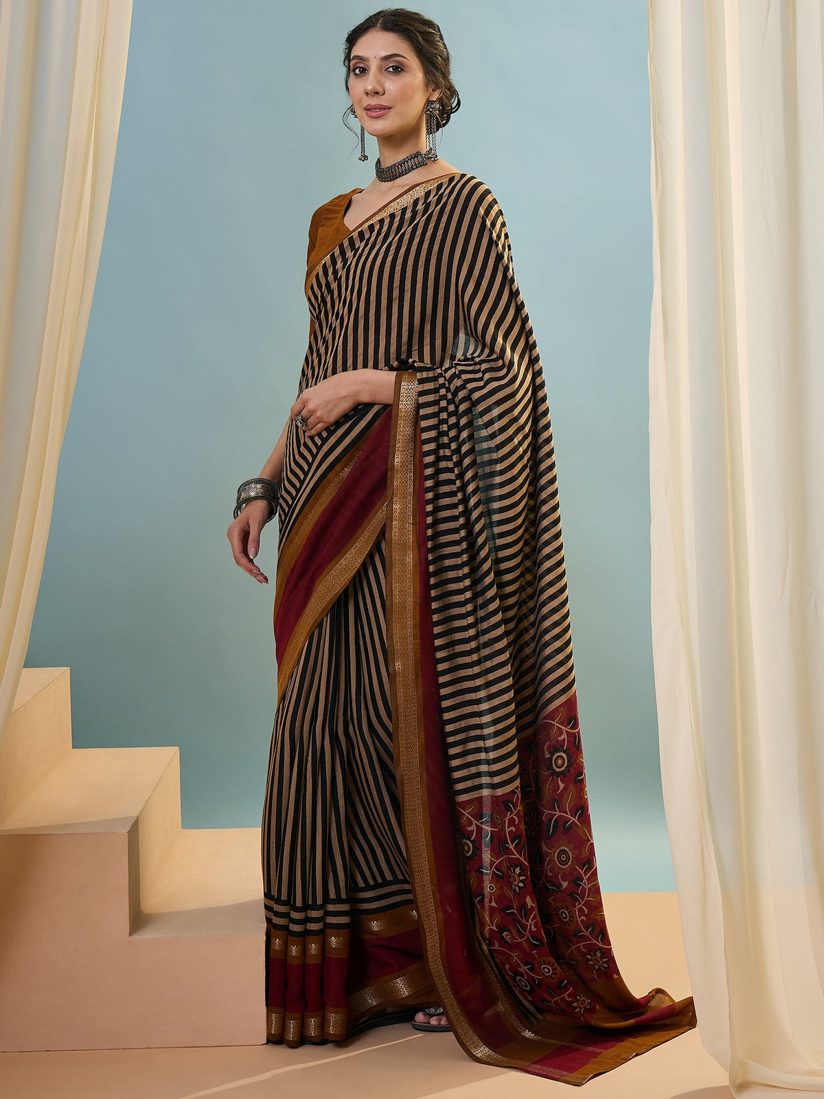 Vyanika Comfortable PV Cotton Saree for Daily & Festive Wear ClothsVilla