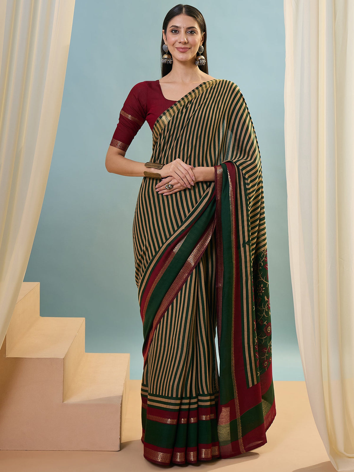 Vyanika Comfortable PV Cotton Saree for Daily & Festive Wear ClothsVilla