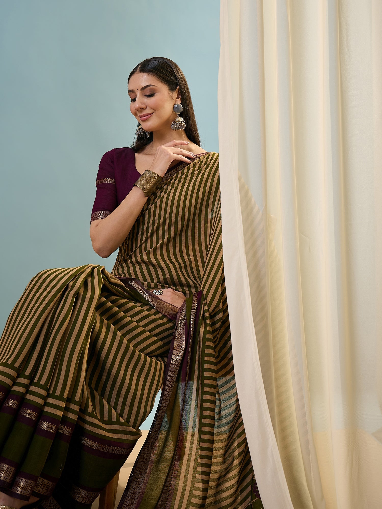 Vyanika Comfortable PV Cotton Saree for Daily & Festive Wear ClothsVilla