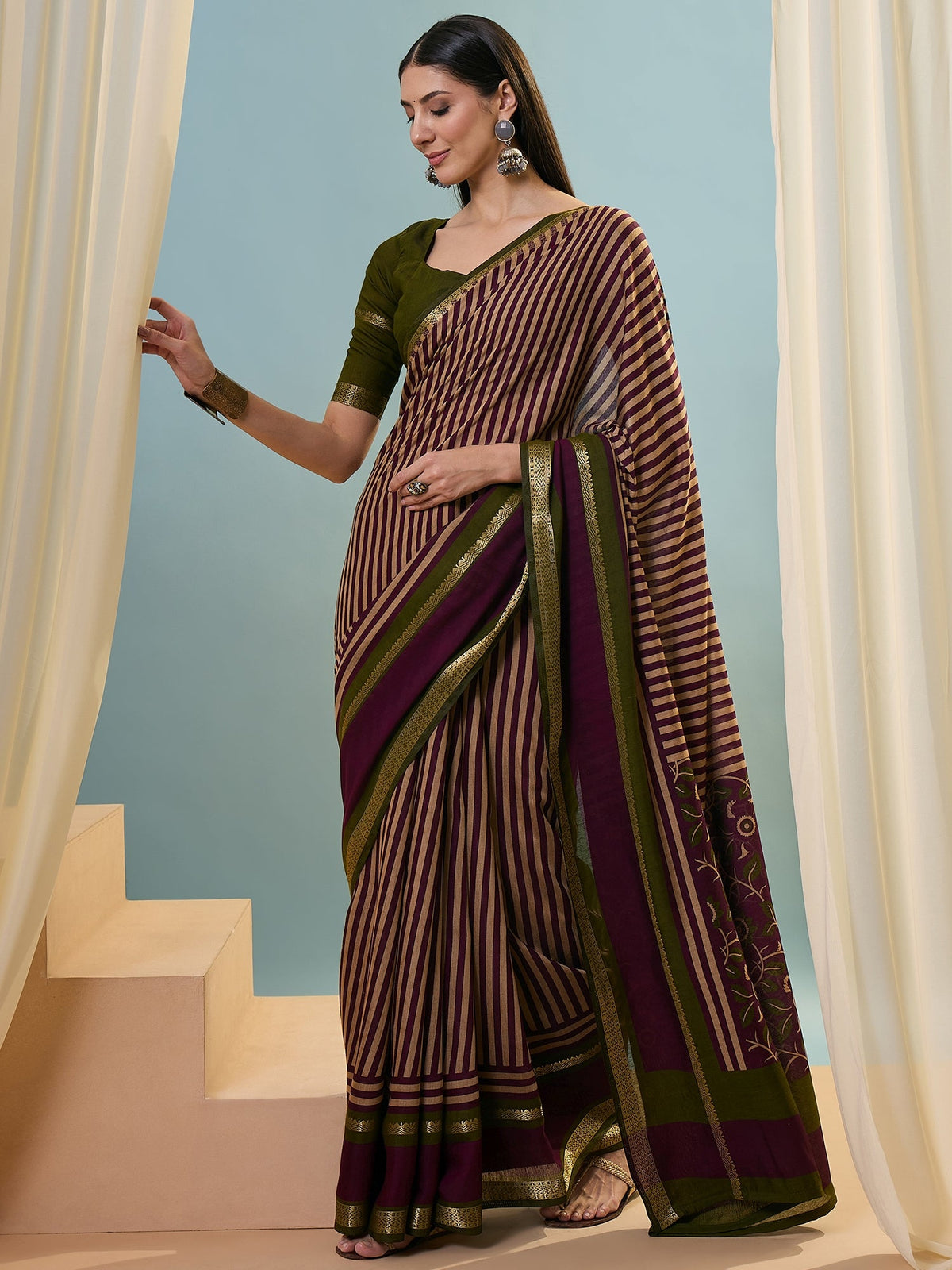 Vyanika Comfortable PV Cotton Saree for Daily & Festive Wear ClothsVilla