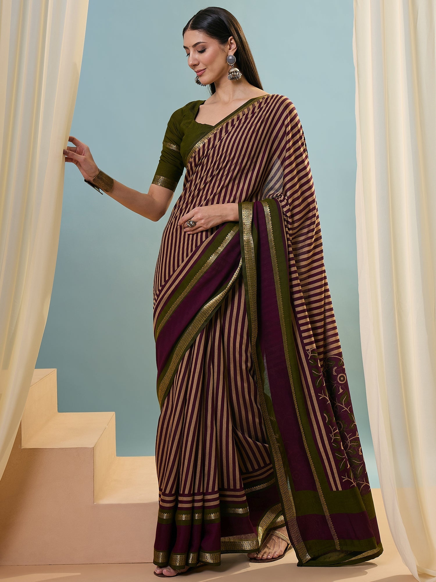 Vyanika Comfortable PV Cotton Saree for Daily & Festive Wear ClothsVilla