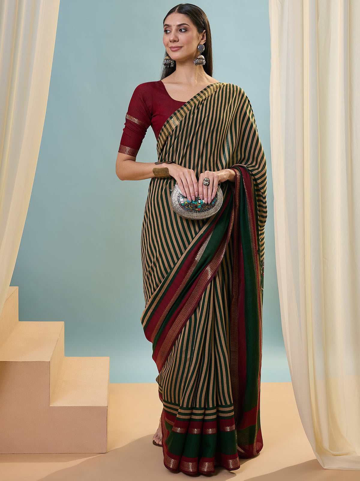 Vyanika Comfortable PV Cotton Saree for Daily & Festive Wear ClothsVilla