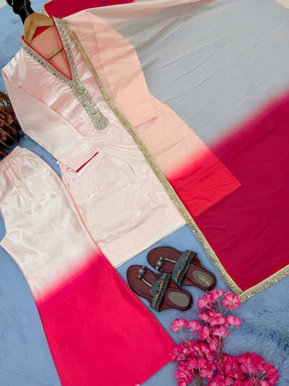 Warm Peach Palazzo & Dupatta ClothsVilla