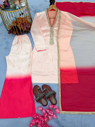 Warm Peach Palazzo & Dupatta ClothsVilla