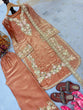 Load image into Gallery viewer, Warm Peach Premium Jimmy Choo Embroidered Palazzo Set with Dupatta ClothsVilla