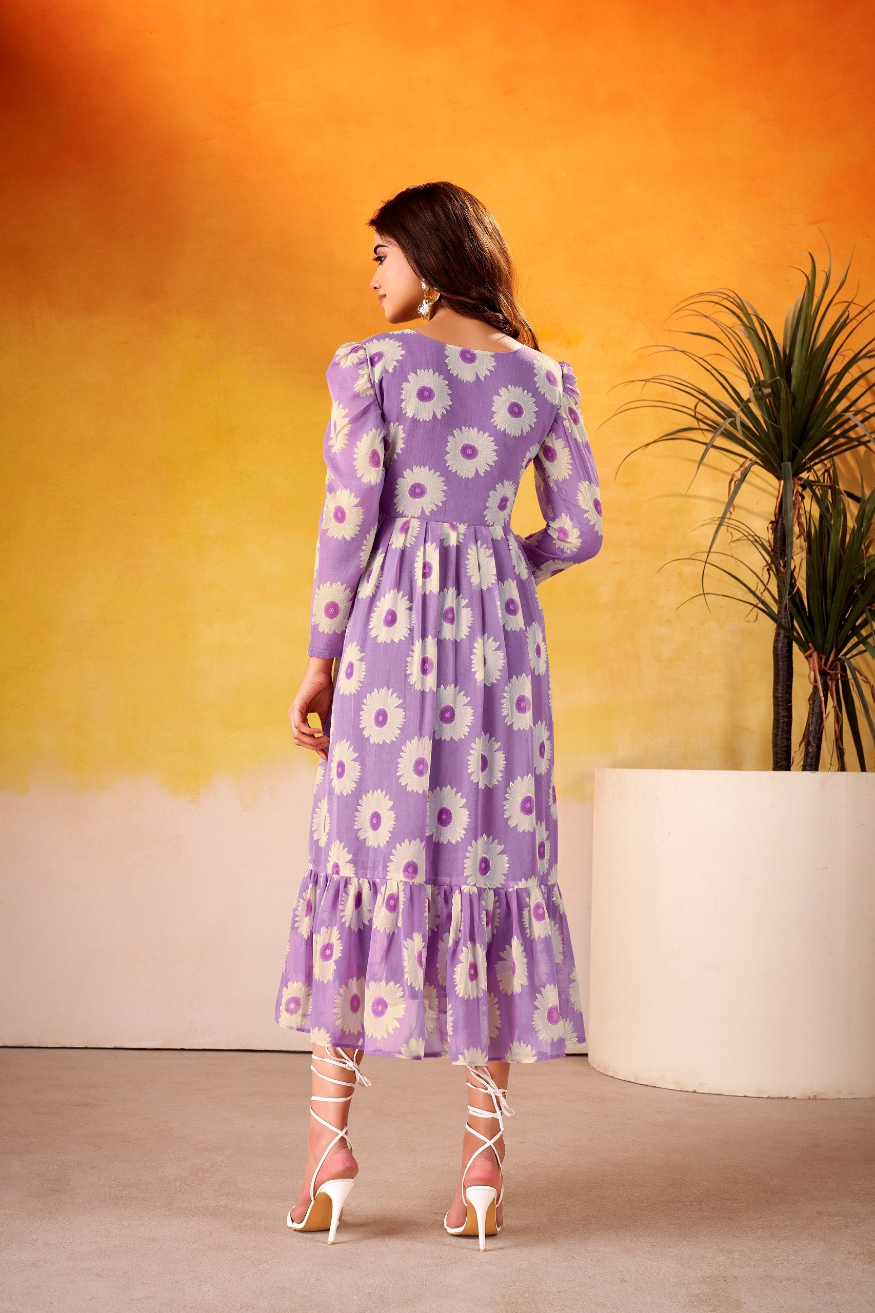 Weightless Marble Floral Print Frock with Foil Work – Fully Stitched ClothsVilla