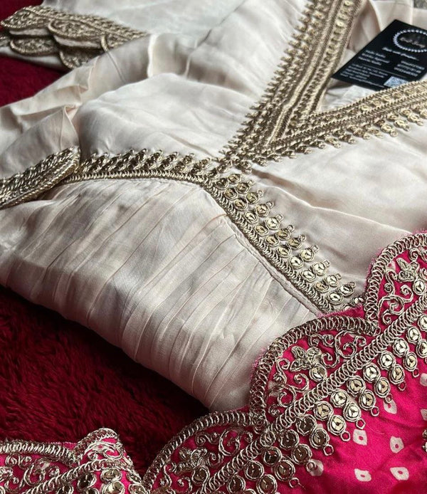 White Alia Cut Suit Set - Party Wear Dress with Gorgeous Dupatta & Pants ClothsVilla