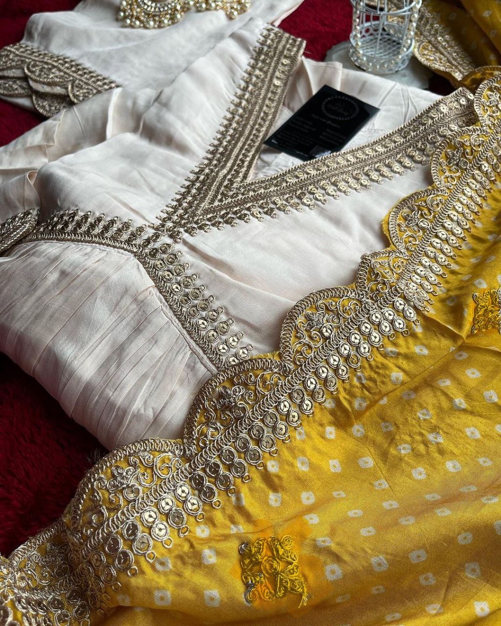 White Alia Cut Suit Set - Party Wear Dress with Gorgeous Dupatta & Pants ClothsVilla