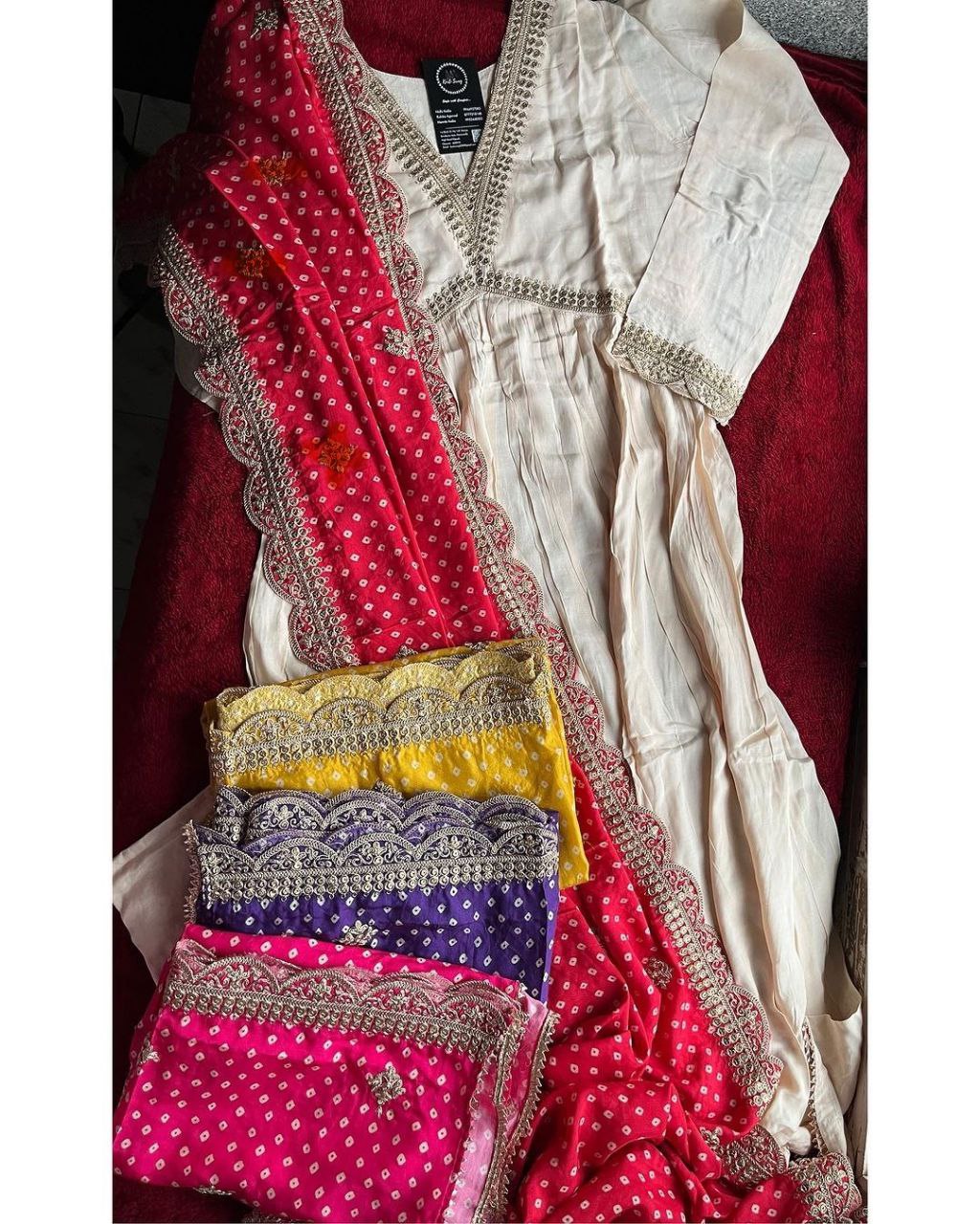 White Alia Cut Suit Set - Party Wear Dress with Gorgeous Dupatta & Pants ClothsVilla