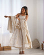 Load image into Gallery viewer, White Banarasi Silk Anarkali Set ClothsVilla
