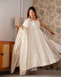 Load image into Gallery viewer, White Banarasi Silk Anarkali Set ClothsVilla