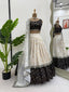 White & Black Glamorous Jequrd Semi-Stitched Lehenga Set with Sequins & Coding Work ClothsVilla
