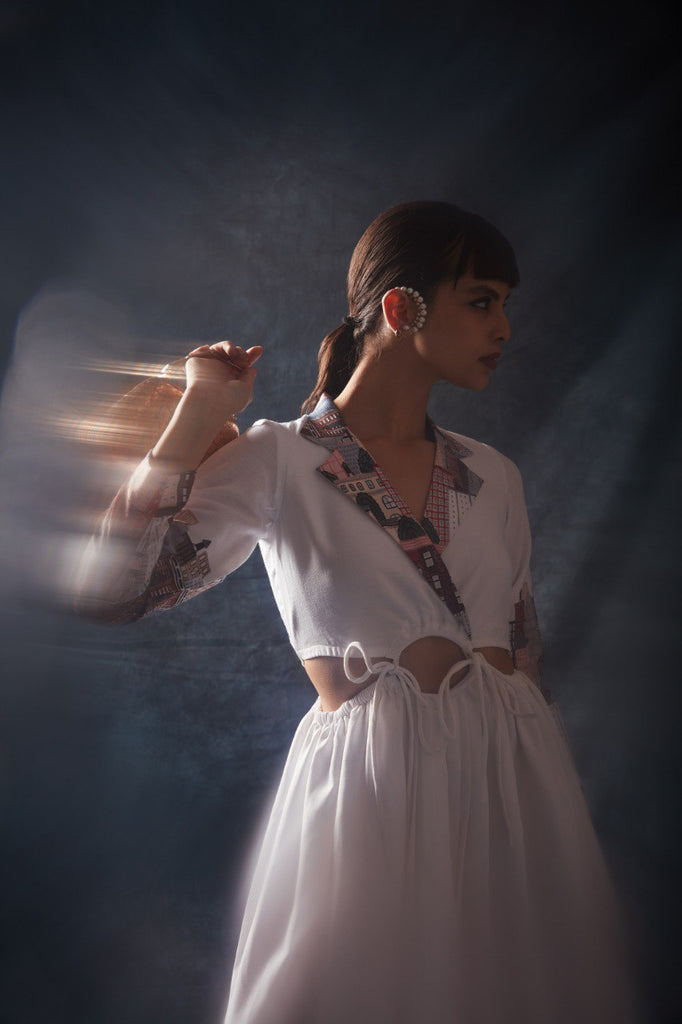 White Chic Printed Linen Maxi Dress – Ready to Wear ClothsVilla