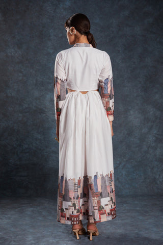 White Chic Printed Linen Maxi Dress – Ready to Wear ClothsVilla