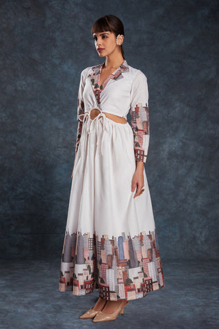 White Chic Printed Linen Maxi Dress – Ready to Wear ClothsVilla
