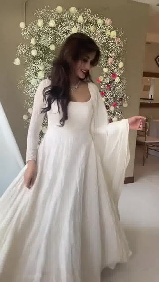 White Chikankari Kurta Palazzo Set With Embroidery Work and Dupatta ClothsVilla