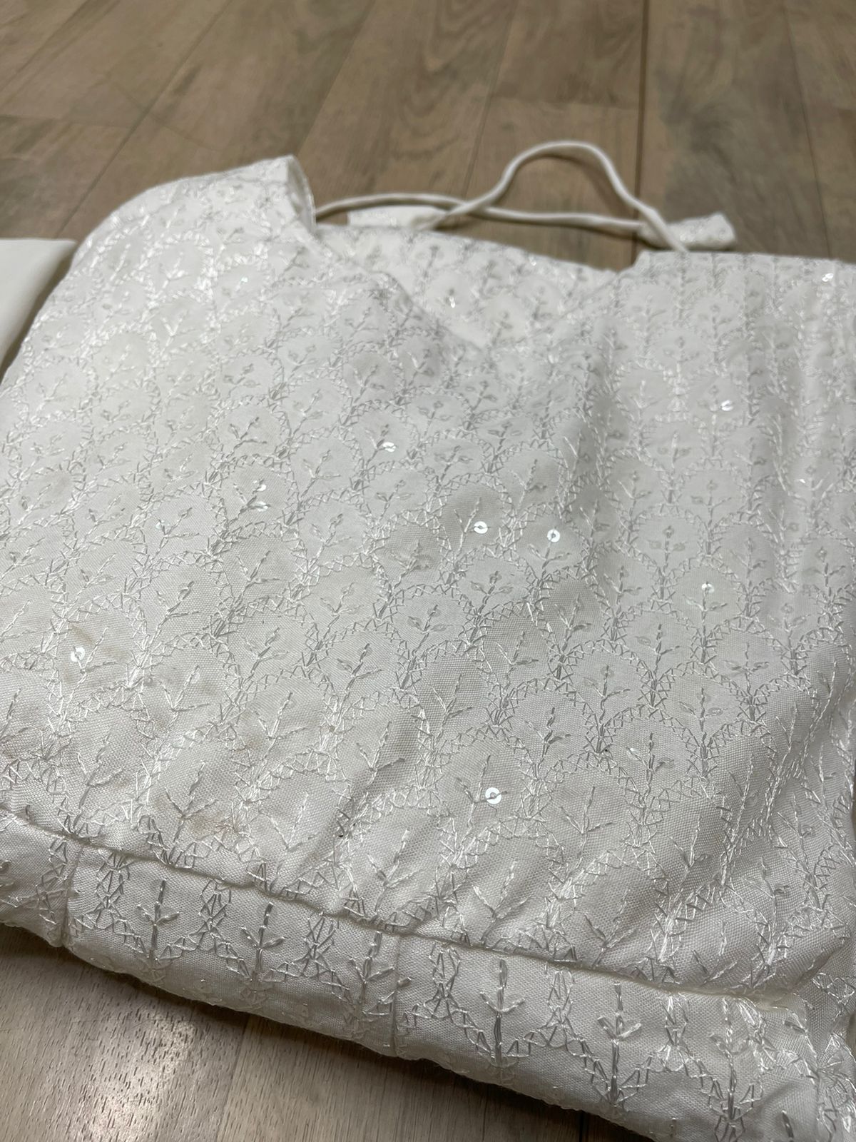 White Chikankari Kurta Palazzo Set With Embroidery Work and Dupatta ClothsVilla