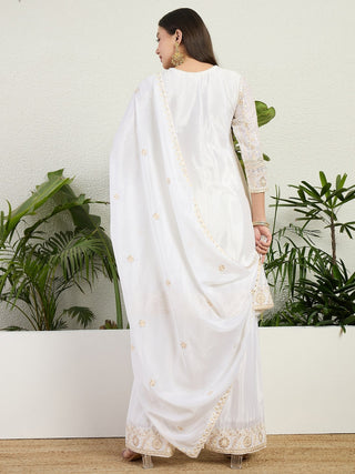White Chinon Embroidered Palazzo Set ClothsVilla