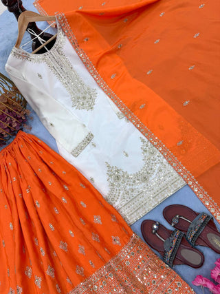 White Chinon Silk Palazzo Set ClothsVilla