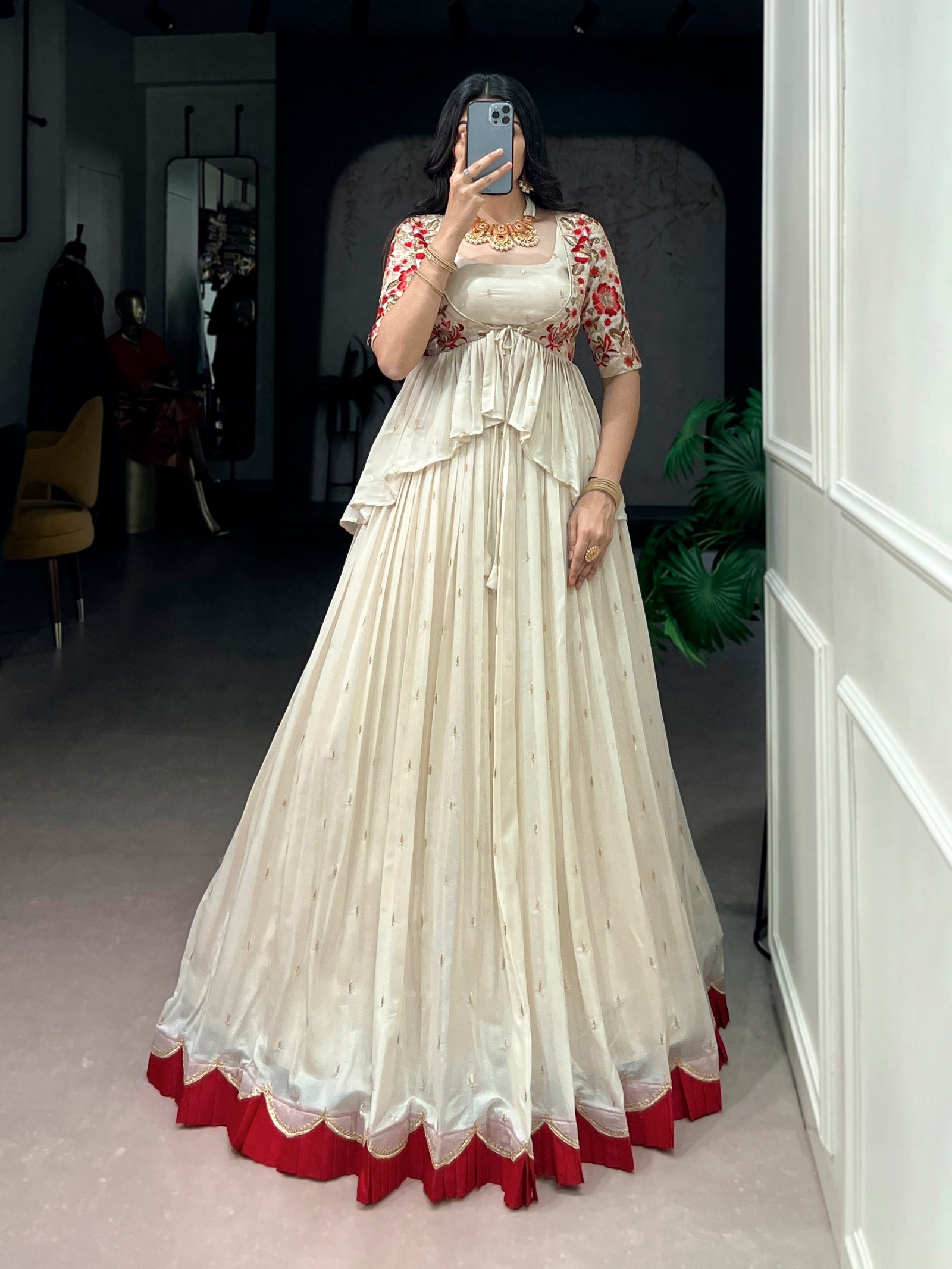 White Chocolate Silk Lehenga Set ClothsVilla