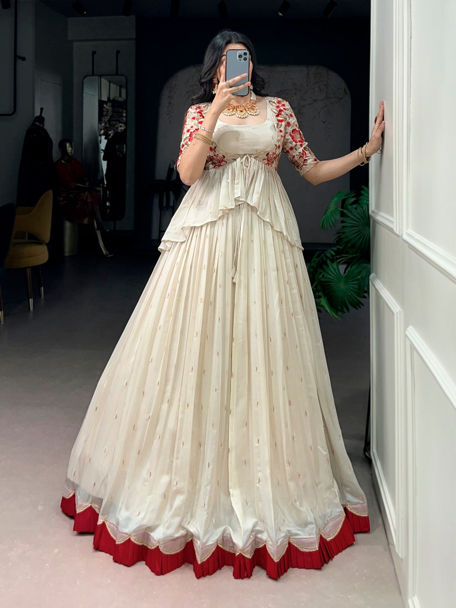 White Chocolate Silk Lehenga Set ClothsVilla