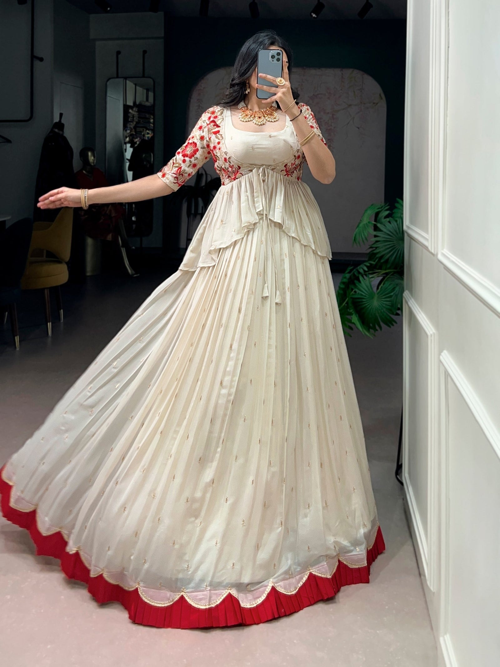 White Chocolate Silk Lehenga Set ClothsVilla