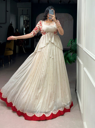 White Chocolate Silk Lehenga Set ClothsVilla