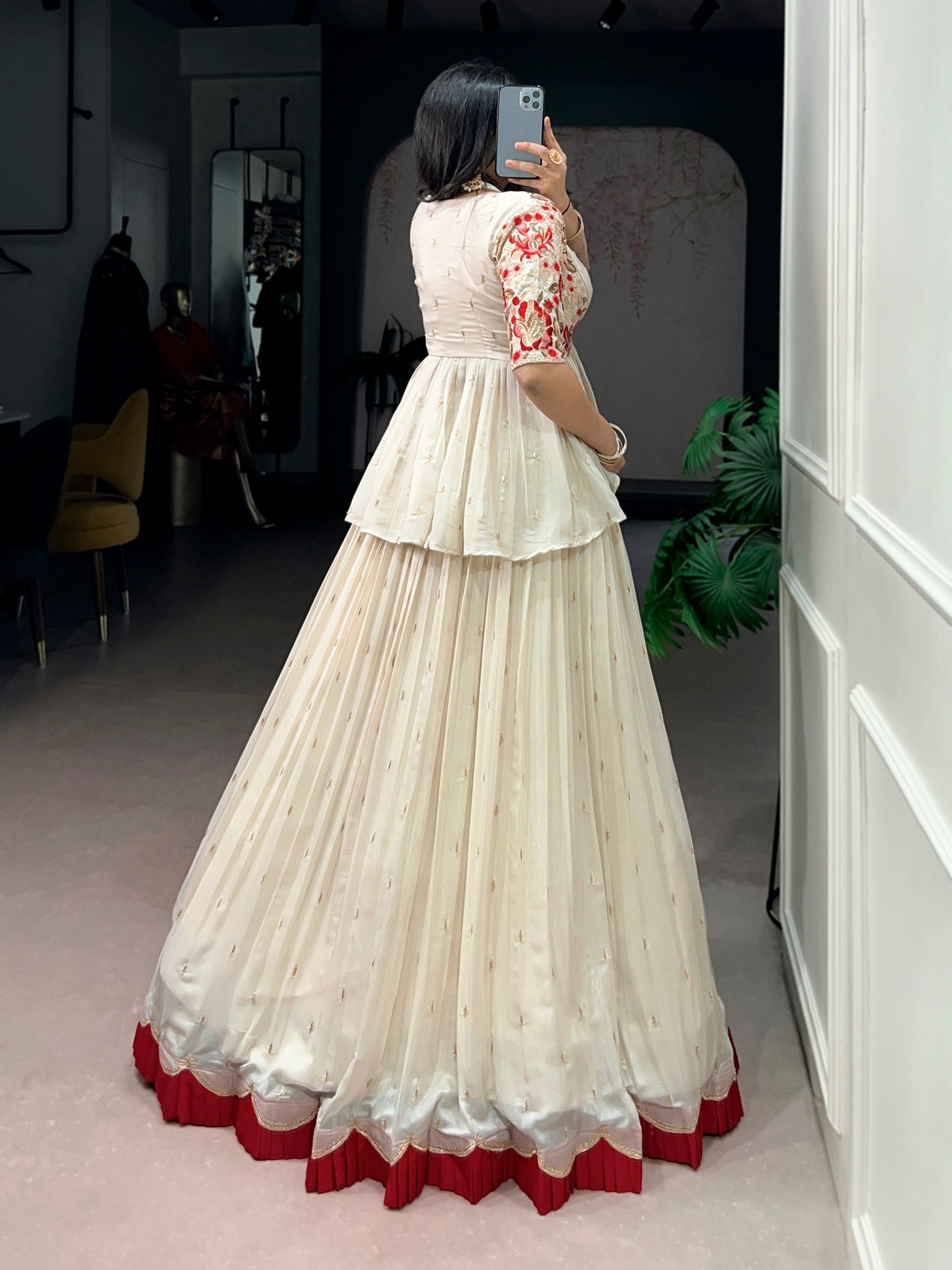 White Chocolate Silk Lehenga Set ClothsVilla