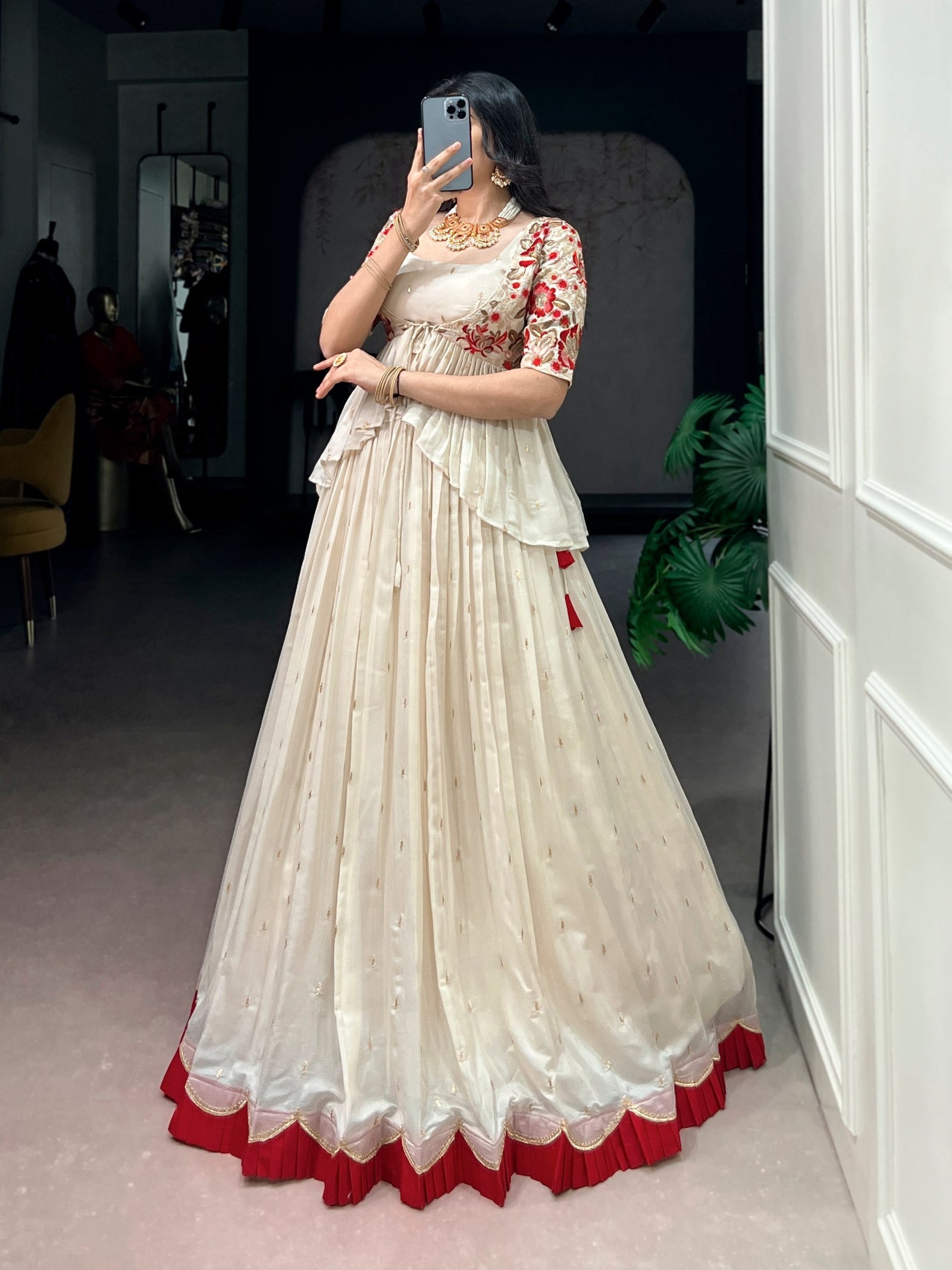White Chocolate Silk Lehenga Set ClothsVilla