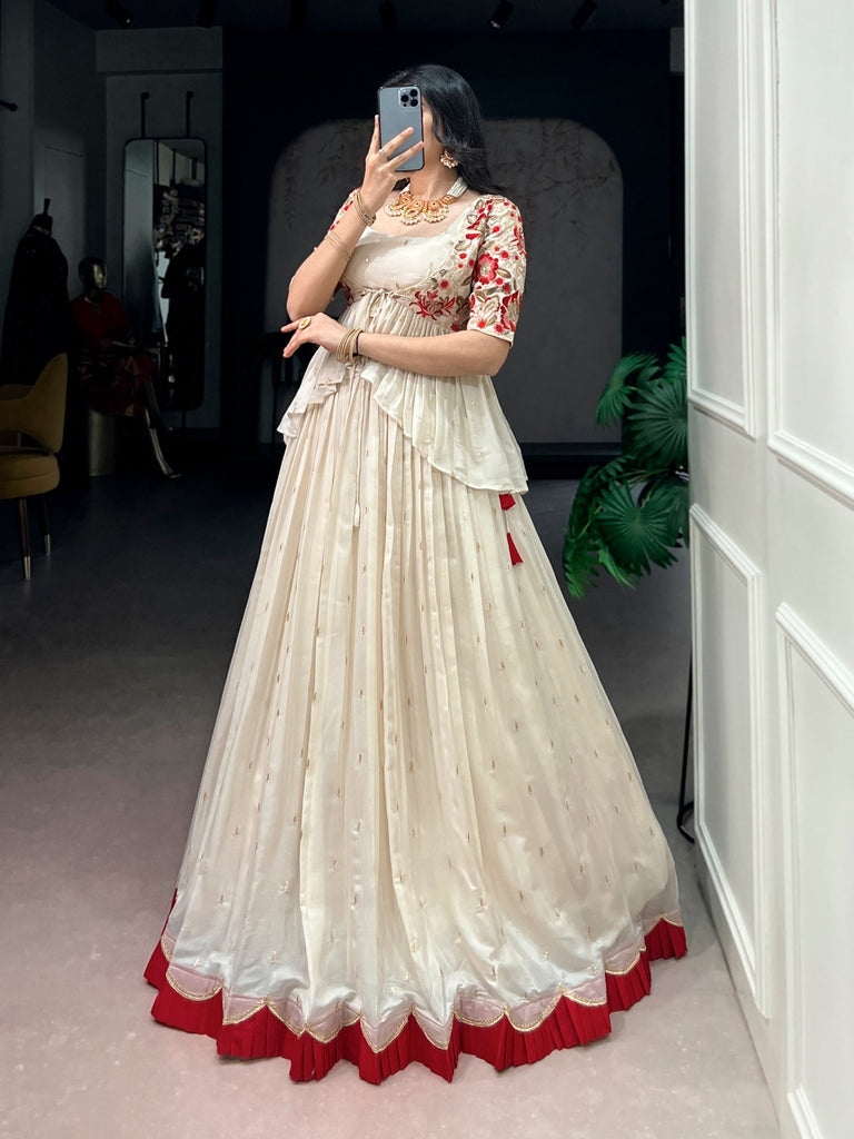 White Chocolate Silk Lehenga Set ClothsVilla