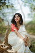 Load image into Gallery viewer, White Color Plain Manipuri Tussar Indian Wedding Saree Clothsvilla