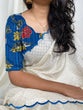Load image into Gallery viewer, White Color Vibrant Gadwal Chex Saree with Arca Work &amp; Printed Linan Blouse ClothsVilla