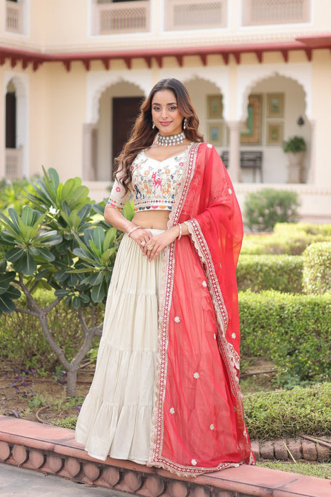 White Cosmos Silk Designer Lehenga Choli Set Main image
