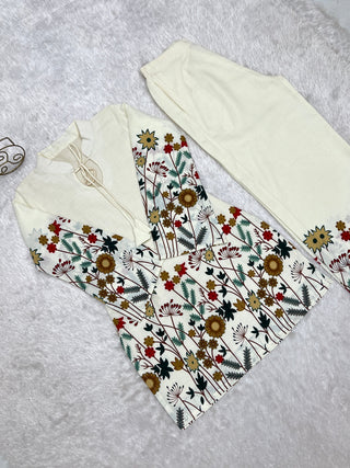White Cotton Floral Printed Kurta Pant Set ClothsVilla