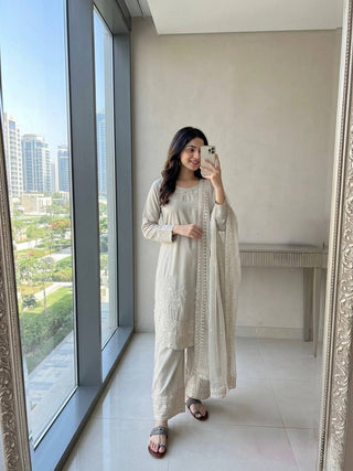 White Crepe Farshi Palazzo Suit ClothsVilla