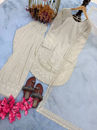 White Crepe Farshi Palazzo Suit ClothsVilla