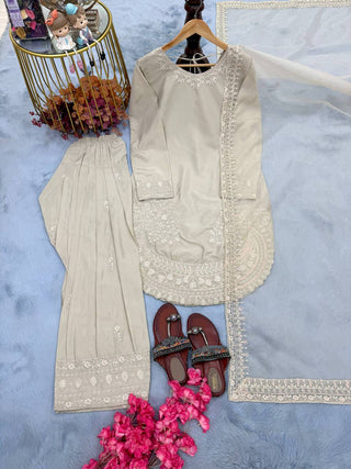 White Crepe Farshi Palazzo Suit ClothsVilla
