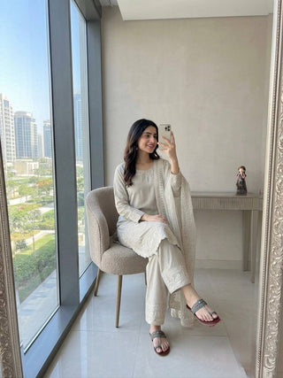 White Crepe Farshi Palazzo Suit ClothsVilla