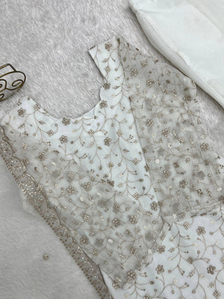 White Designer Fancy Kurta Set ClothsVilla