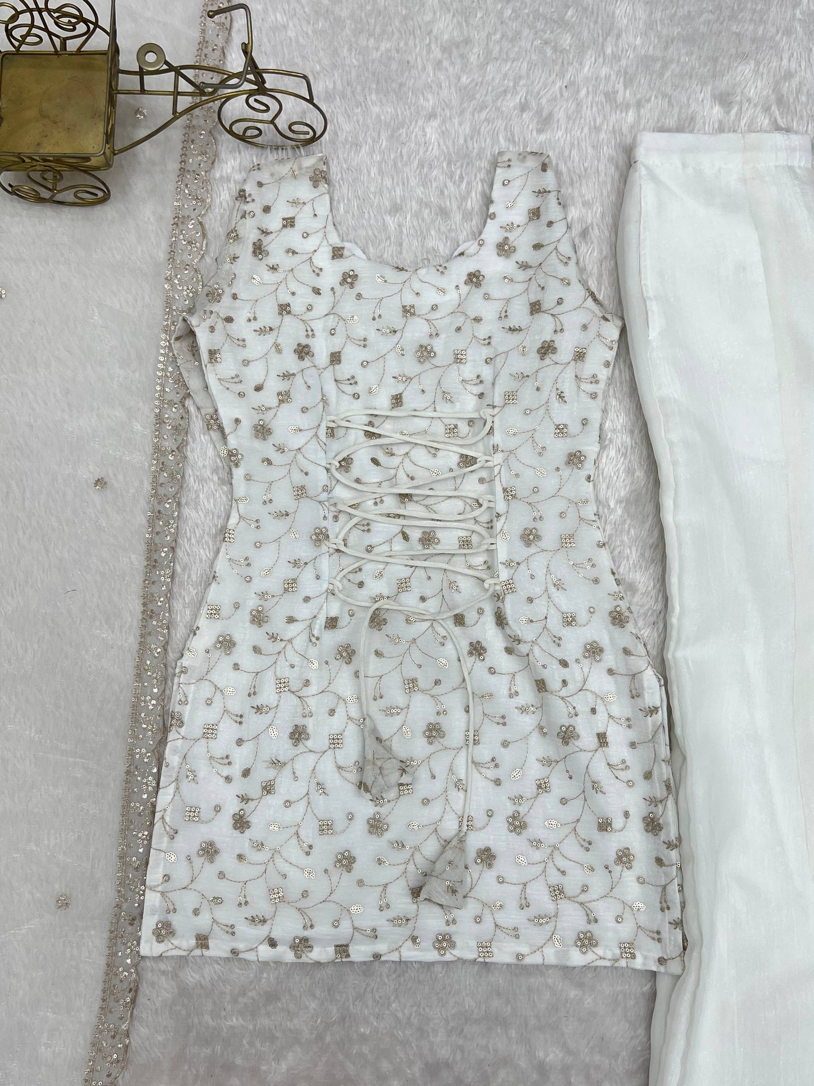 White Designer Fancy Kurta Set ClothsVilla